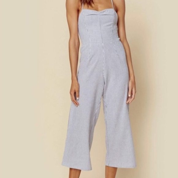 Blue Life Planet Seaside Pinstripe Jumpsuit Size XS - Picture 5 of 5